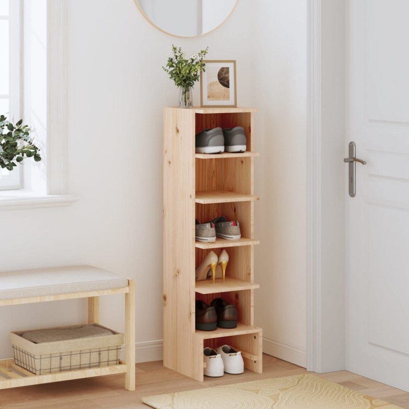 vidaXL Mueble zapatero de madera maciza de pino 28x30x104 cm vidaXL Mueble zapatero de madera maciza de pino 28x30x104 cm