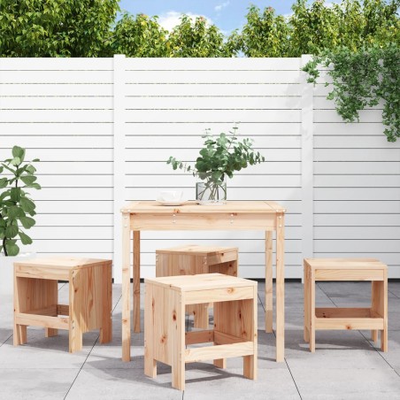 vidaXL Juego de comedor de jardín 5 piezas madera maciza de pino