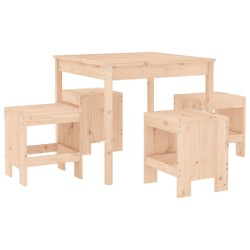 vidaXL Juego de comedor de jardín 5 piezas madera maciza de pino