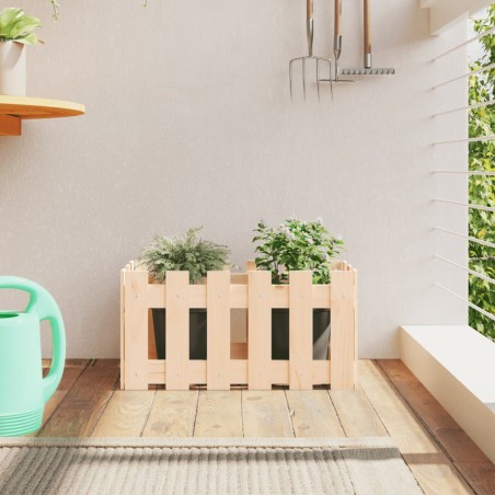 vidaXL Jardinera con diseño de valla madera maciza de pino 60x30x30 cm