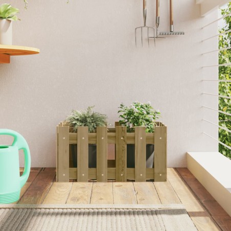 vidaXL Jardinera diseño de valla madera de pino impregnada 60x30x30 cm