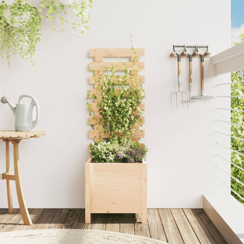 vidaXL Jardinera con estantería madera maciza pino 39x39,5x114 cm