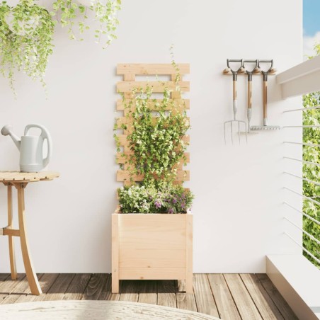 vidaXL Jardinera con estantería madera maciza pino 39x39,5x114 cm