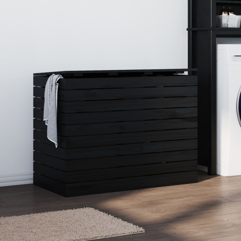 vidaXL Cesto para la ropa sucia madera maciza pino negro 88,5x44x66 cm vidaXL Cesto para la ropa sucia madera maciza pino negro 88,5x44x66 cm