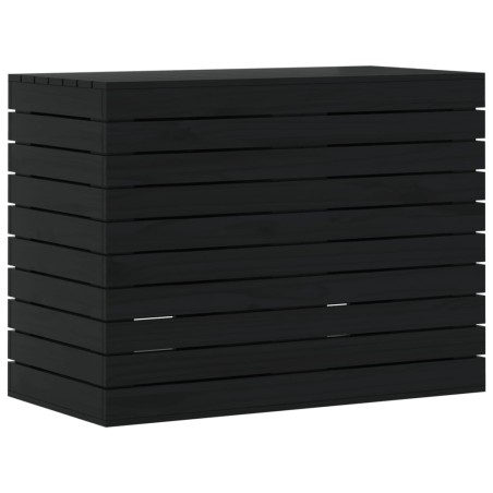 vidaXL Cesto para la ropa sucia madera maciza pino negro 88,5x44x66 cm