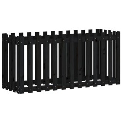 vidaXL Arriate elevado jardín con valla madera pino negro 150x50x70cm