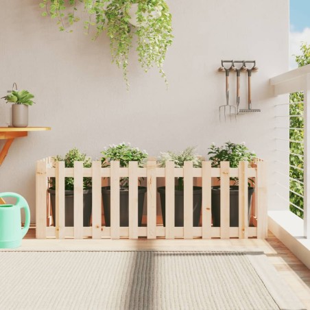 vidaXL Arriate elevado jardín con valla madera maciza pino 150x50x50cm