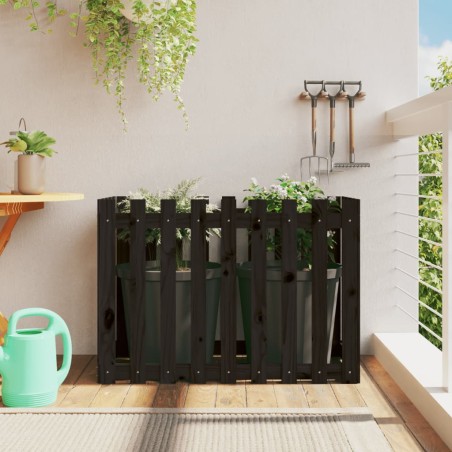 vidaXL Arriate elevado jardín con valla madera pino negro 100x50x70cm