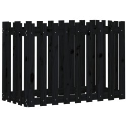 vidaXL Arriate elevado jardín con valla madera pino negro 100x50x70cm