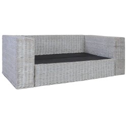 vidaXL Sofá de 2 plazas con cojines ratán natural gris