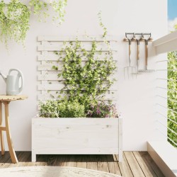 vidaXL Jardinera estantería madera maciza pino blanco 79x39,5x114 cm