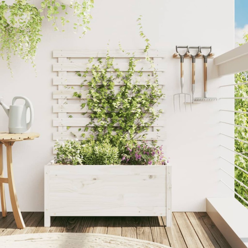 vidaXL Jardinera estantería madera maciza pino blanco 79x39,5x114 cm vidaXL Jardinera estantería madera maciza pino blanco 79x39,5x114 cm