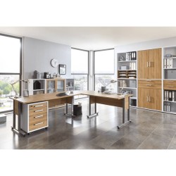 FMD Cajonera con ruedas blanco y roble 48x49,5x65,5 cm