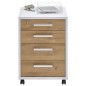 FMD Cajonera con ruedas blanco y roble 48x49,5x65,5 cm FMD Cajonera con ruedas blanco y roble 48x49,5x65,5 cm