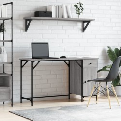vidaXL Escritorio ordenador madera ingeniería Sonoma gris 131x48x75 cm