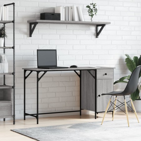 vidaXL Escritorio ordenador madera ingeniería Sonoma gris 131x48x75 cm