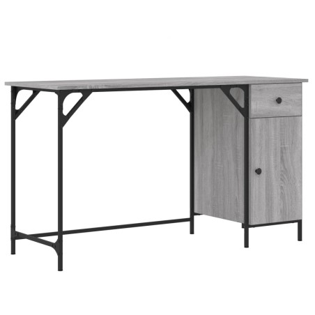 vidaXL Escritorio ordenador madera ingeniería Sonoma gris 131x48x75 cm