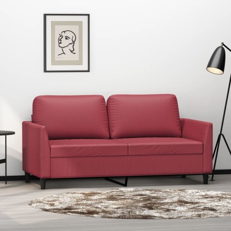 vidaXL Sofá de 2 plazas de cuero sintético rojo vino 140 cm