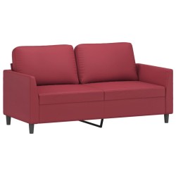 vidaXL Sofá de 2 plazas de cuero sintético rojo vino 140 cm