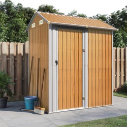 vidaXL Cobertizo jardín acero galvanizado marrón claro 192x152,5x237cm