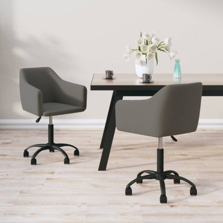 vidaXL Sillas de comedor giratorias 2 unidades terciopelo gris oscuro