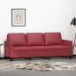 vidaXL Sofá de 3 plazas de cuero sintético rojo vino 180 cm vidaXL Sofá de 3 plazas de cuero sintético rojo vino 180 cm