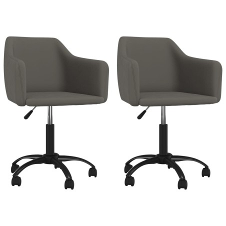 vidaXL Sillas de comedor giratorias 2 unidades terciopelo gris oscuro