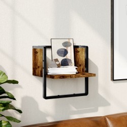 vidaXL Estantes de pared con barra roble ahumado 30x25x30 cm