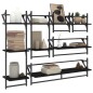 vidaXL Estantes de pared con barras 6 pzas madera de ingeniería negro vidaXL Estantes de pared con barras 6 pzas madera de ingeniería negro