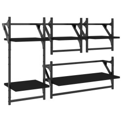 vidaXL Estantes de pared con barras 4 pzas madera de ingeniería negro