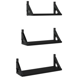 vidaXL Estantes de pared 3 pzas madera de ingeniería negro