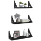 vidaXL Estantes de pared 3 pzas madera de ingeniería negro