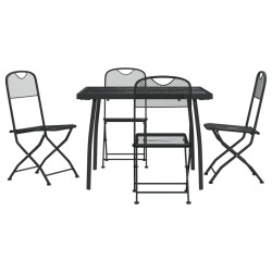 vidaXL Juego de comedor de jardín 5 pzas malla metálica gris antracita