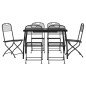 vidaXL Juego de comedor de jardín 7 pzas malla metálica gris antracita vidaXL Juego de comedor de jardín 7 pzas malla metálica gris antracita