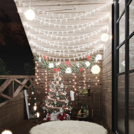 vidaXL Guirnalda de luces globos 8 funciones 40 m 400 LEDs blanco frío