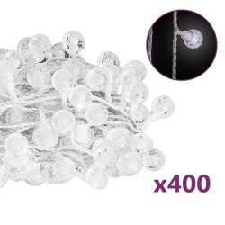 vidaXL Guirnalda de luces globos 8 funciones 40 m 400 LEDs blanco frío