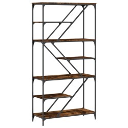 vidaXL Estantería madera de ingeniería acero roble ahumado 91x36x176cm