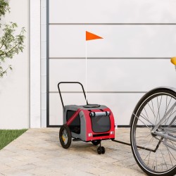 vidaXL Remolque de bicicleta mascotas hierro tela Oxford rojo negro