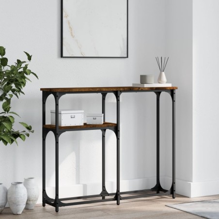 vidaXL Mesa consola madera de ingeniería roble ahumado 90x22,5x75 cm