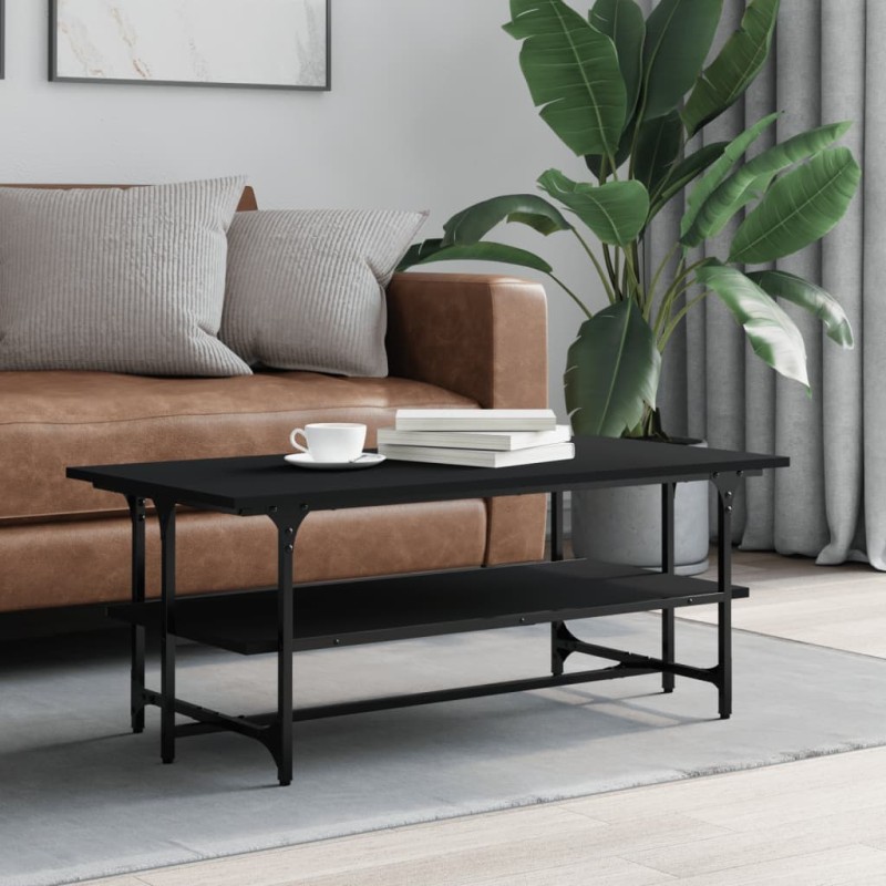 vidaXL Mesa de centro de madera contrachapada negro 100x50x40 cm vidaXL Mesa de centro de madera contrachapada negro 100x50x40 cm