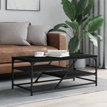 vidaXL Mesa de centro de madera contrachapada negro 100x49x40 cm