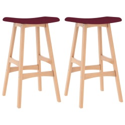 vidaXL Taburetes de cocina 2 unidades tela color vino tinto 