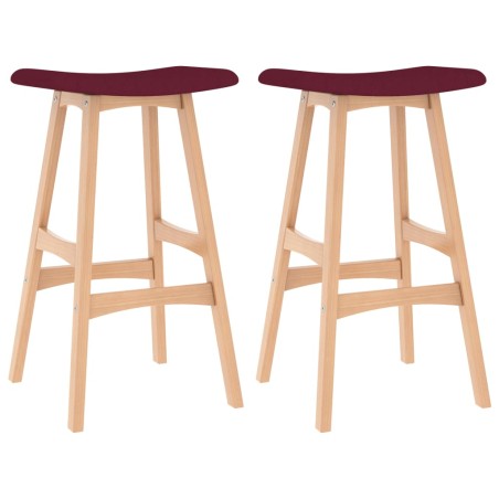 vidaXL Taburetes de cocina 2 unidades tela color vino tinto 