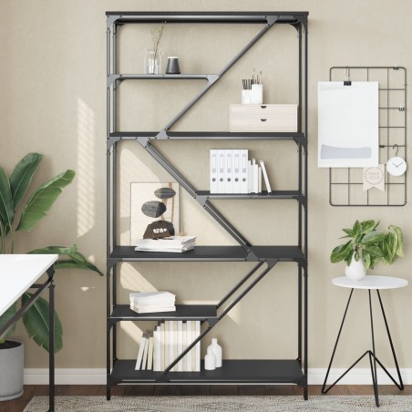 vidaXL Estantería madera de ingeniería y acero negro 99x35,5x176 cm