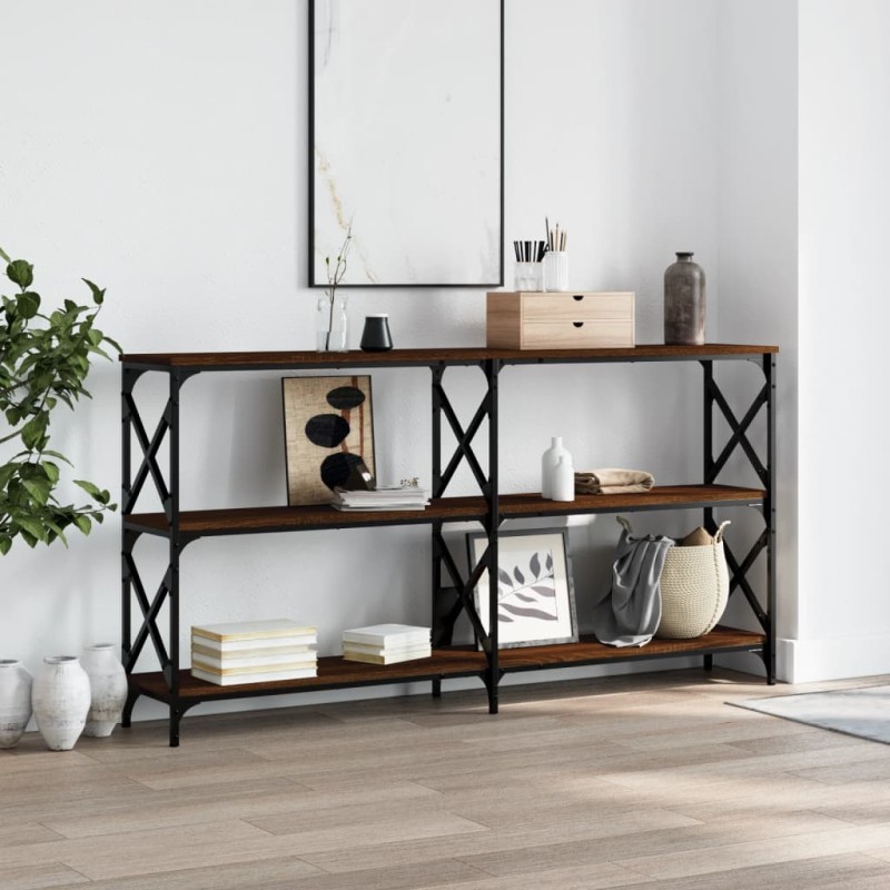 vidaXL Mesa consola madera de ingeniería marrón roble 156x28x80,5 cm