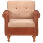 vidaXL Sillón de cuero auténtico y lona marrón vidaXL Sillón de cuero auténtico y lona marrón