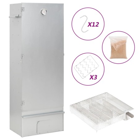 vidaXL Horno ahumador de BBQ con generador humo frío acero galvanizado