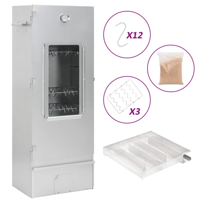 vidaXL Horno ahumador de BBQ con generador humo frío acero galvanizado
