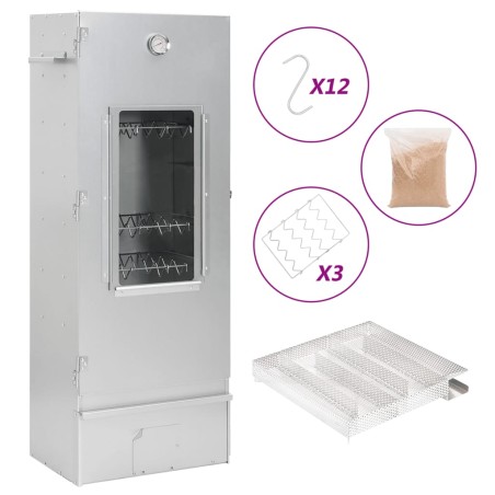 vidaXL Horno ahumador de BBQ con generador humo frío acero galvanizado