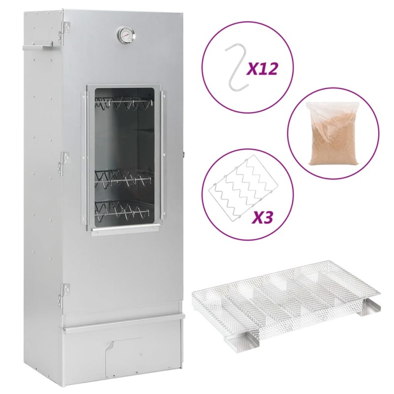 vidaXL Horno ahumador de BBQ con generador humo frío acero galvanizado